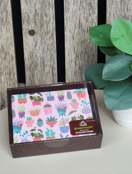 green room Other - Pink Plant Pattern Blank Cards - Pack of 24 - Green Room 🦩